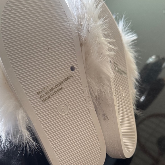 White Fluffy Slide Sandals - Picture 7 of 7